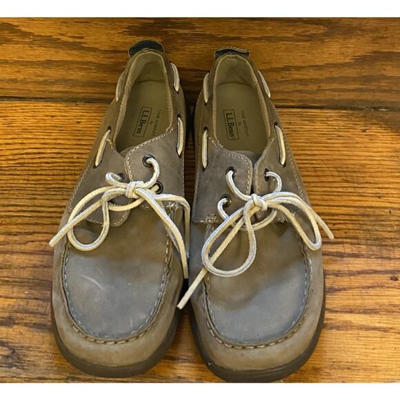 LL Bean Beige Suede Leather Flex Free Boat Shoes Women’s 9 - Picture 2 of 8